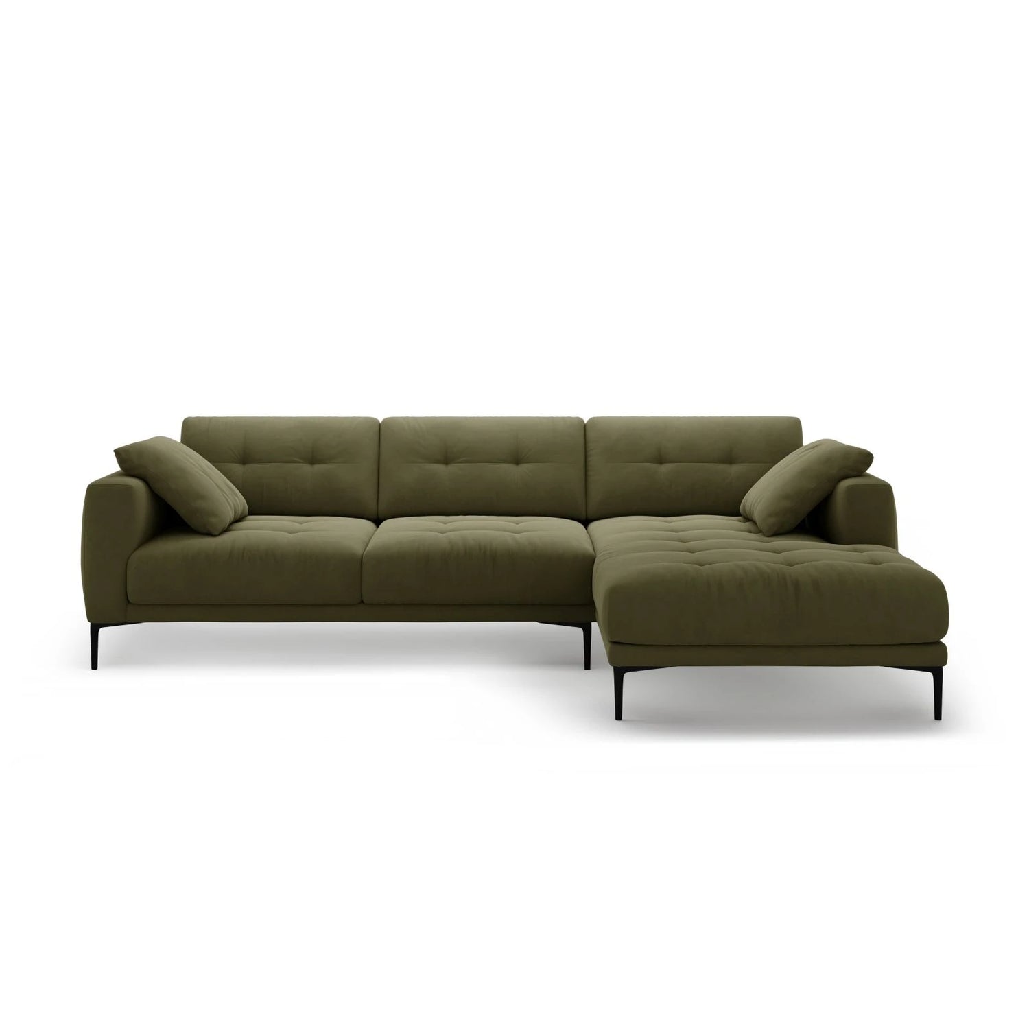 Bemy Ecksofa Rechts aus Samt (Salvador 8) in Grün, 295x174 cm – Bild 1