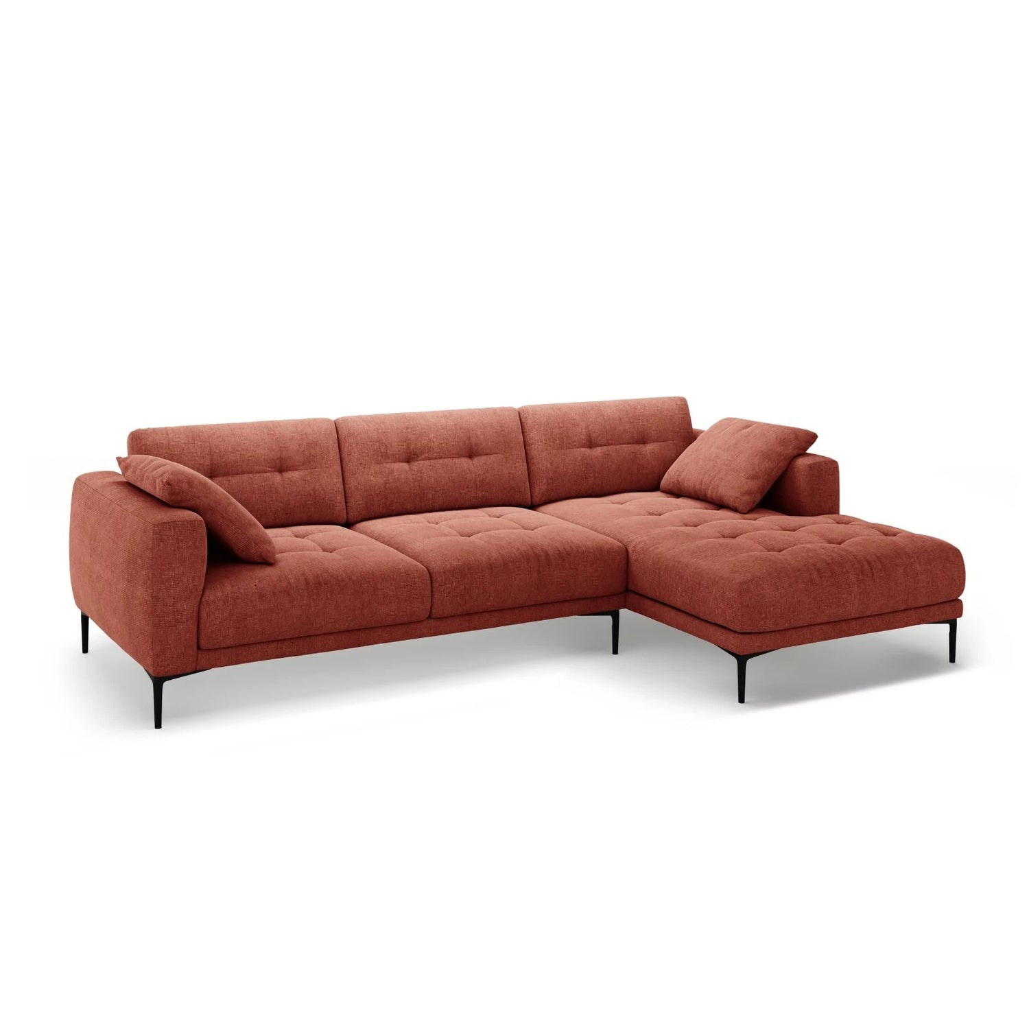 Bemy Ecksofa Rechts aus Strukturierter Stoff (Sorella 58) in Koralle, 295x174 cm – Bild 2