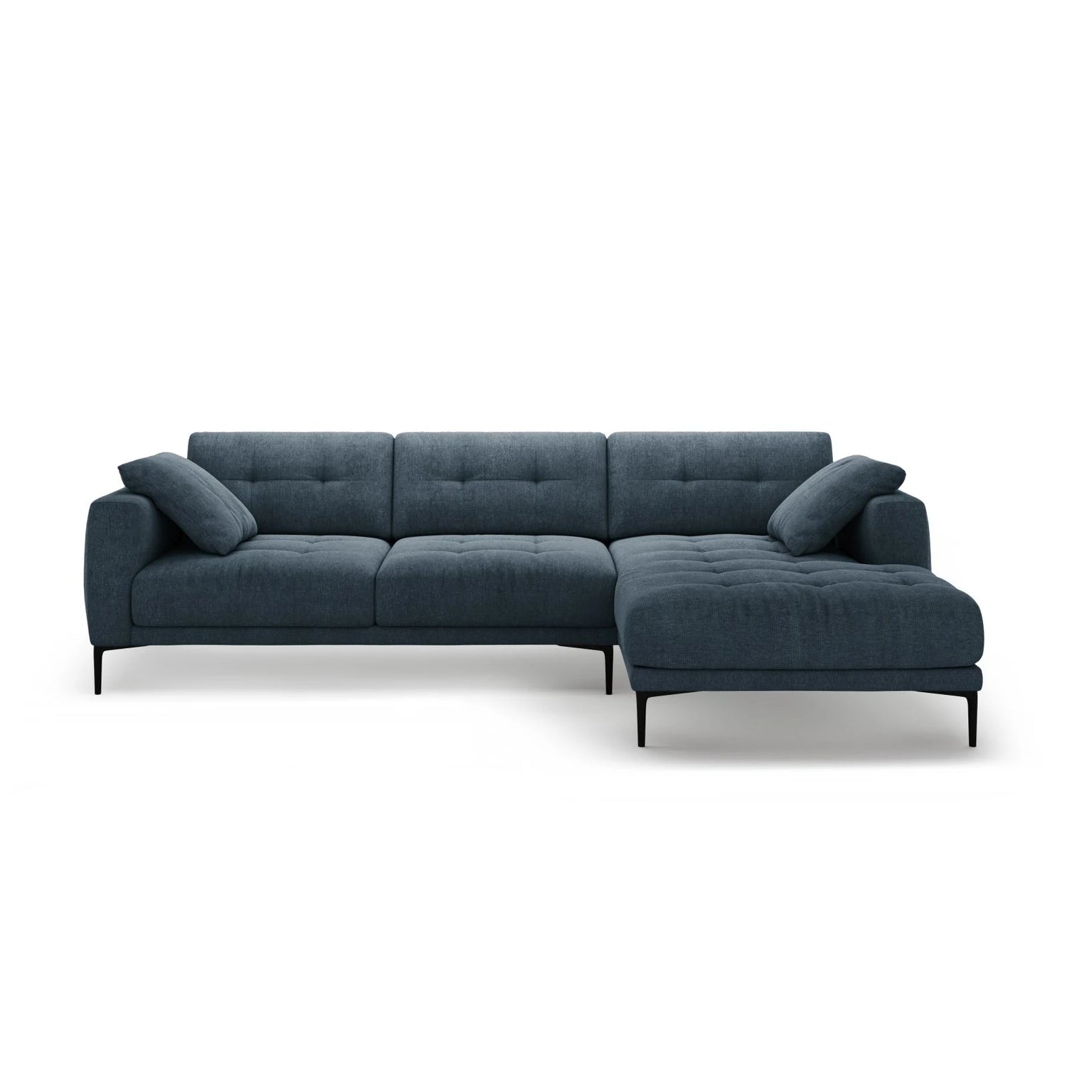 Bemy Ecksofa Rechts aus Strukturierter Stoff (Sorella 77) in Dunkelblau, 295x174 cm – Bild 1