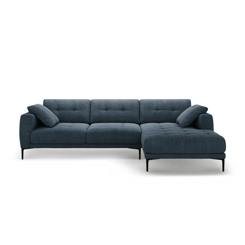Bemy Ecksofa Rechts aus Strukturierter Stoff (Sorella 77) in Dunkelblau, 295x174 cm – Bild 1