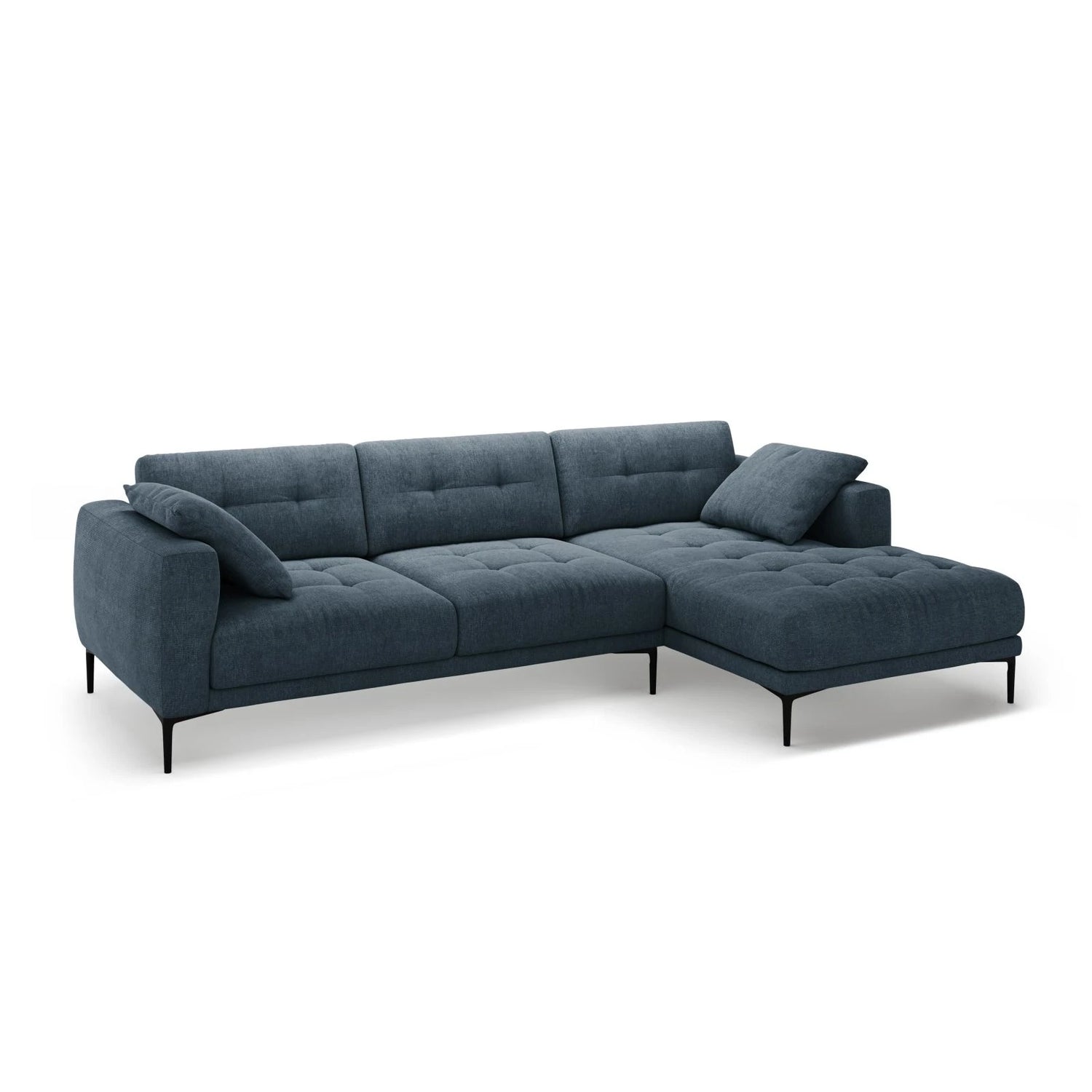 Bemy Ecksofa Rechts aus Strukturierter Stoff (Sorella 77) in Dunkelblau, 295x174 cm – Bild 2