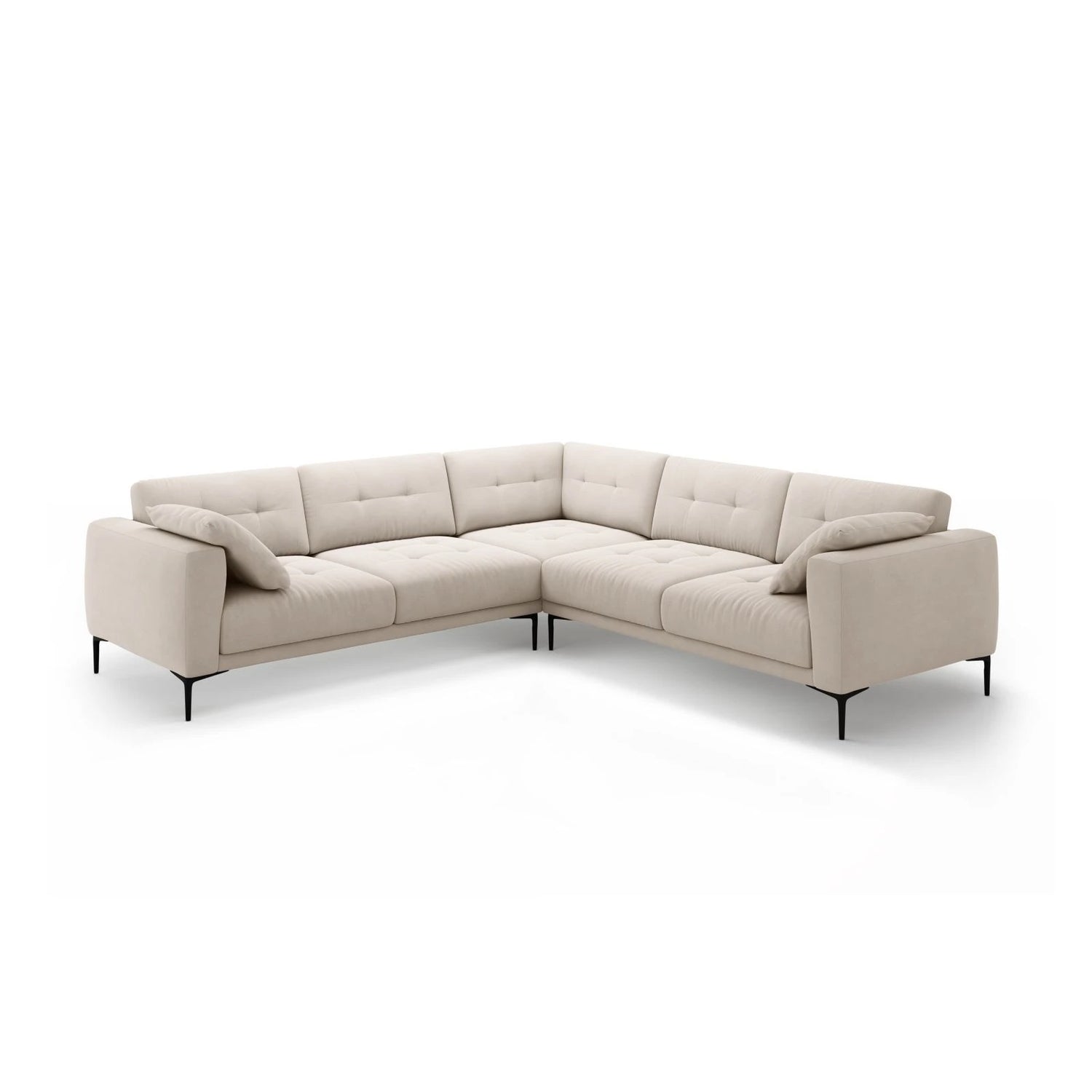 Bemy Ecksofa symmetrisch aus Samt (Salvador 1) in Beige, 290x290 cm – Bild 2