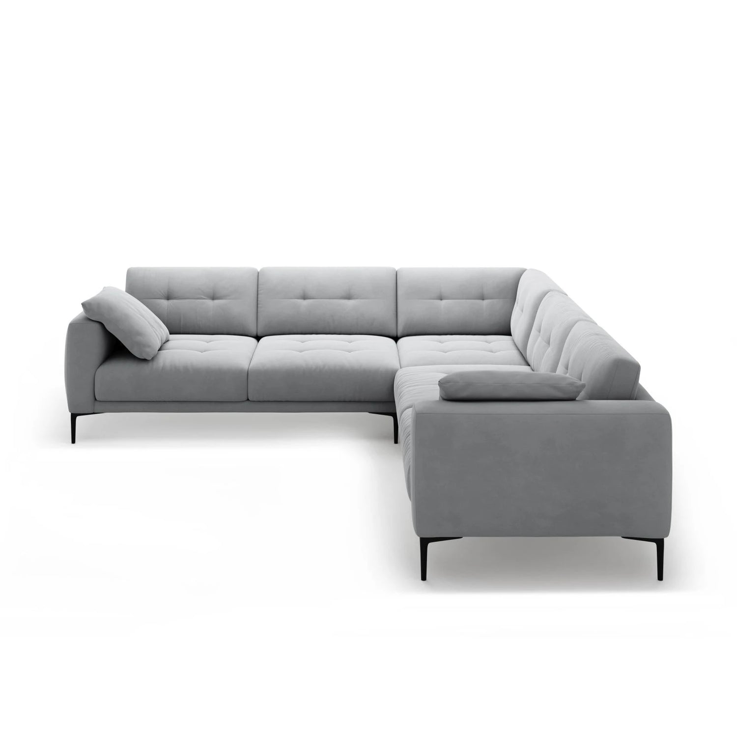 Bemy Ecksofa symmetrisch aus Samt (Salvador 17) in Grau, 290x290 cm – Bild 1