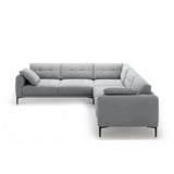 Bemy Ecksofa symmetrisch aus Samt (Salvador 17) in Grau, 290x290 cm – Bild 1