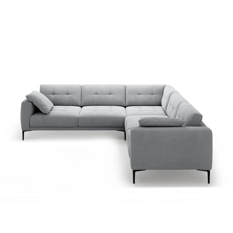 Bemy Ecksofa symmetrisch aus Samt (Salvador 17) in Grau, 290x290 cm – Bild 1