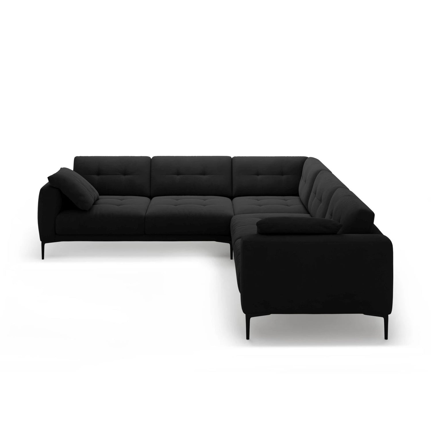 Bemy Ecksofa symmetrisch aus Samt (Salvador 19) in Schwarz, 290x290 cm – Bild 1