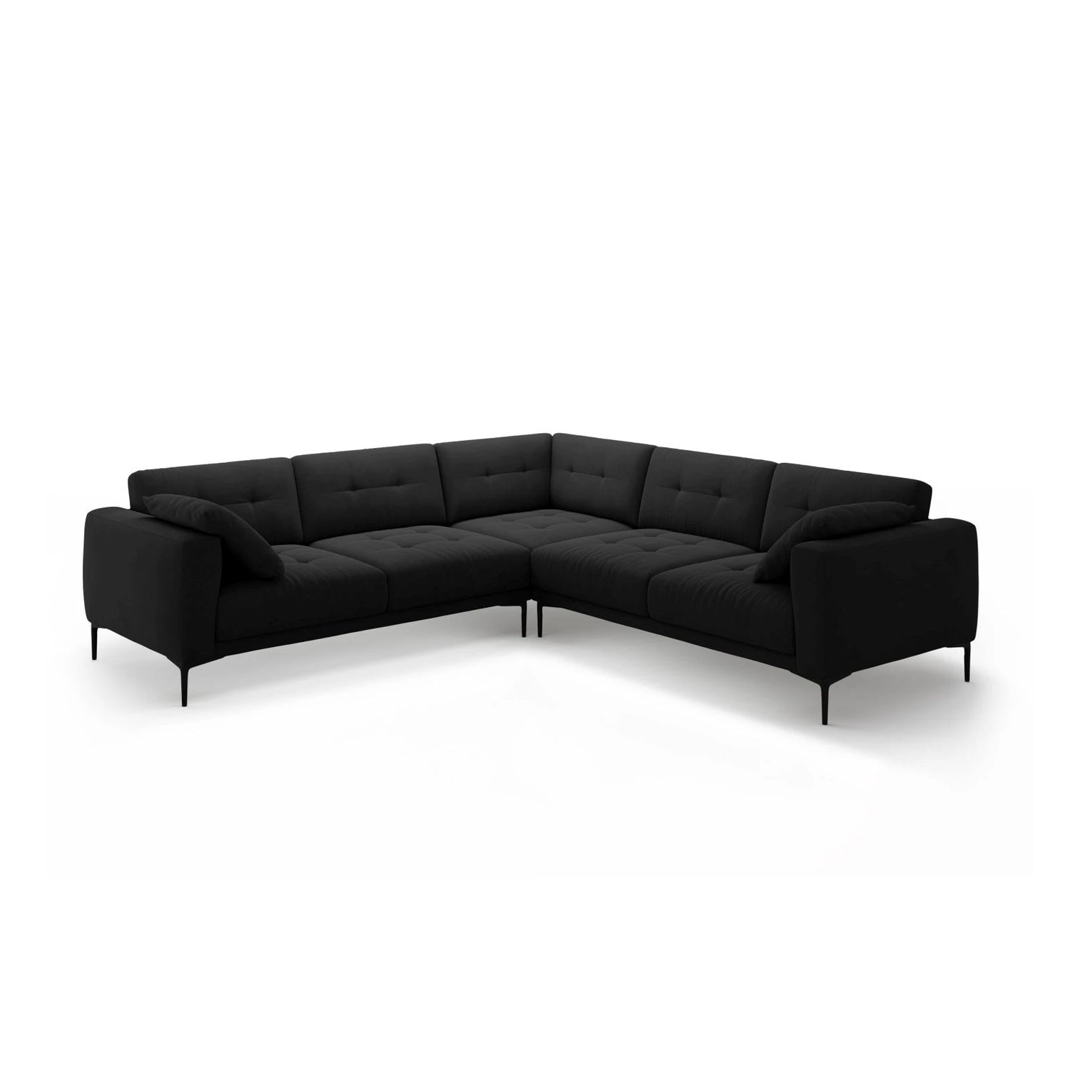 Bemy Ecksofa symmetrisch aus Samt (Salvador 19) in Schwarz, 290x290 cm – Bild 2