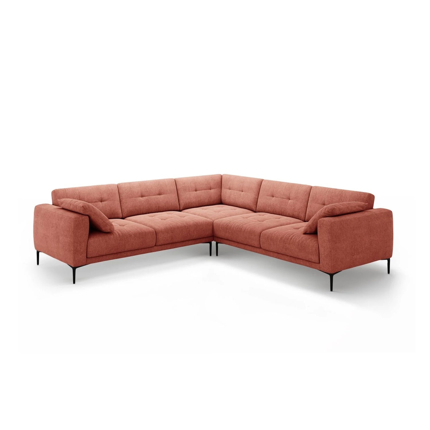 Bemy Ecksofa symmetrisch aus Strukturierter Stoff (Sorella 58) in Koralle, 290x290 cm – Bild 1