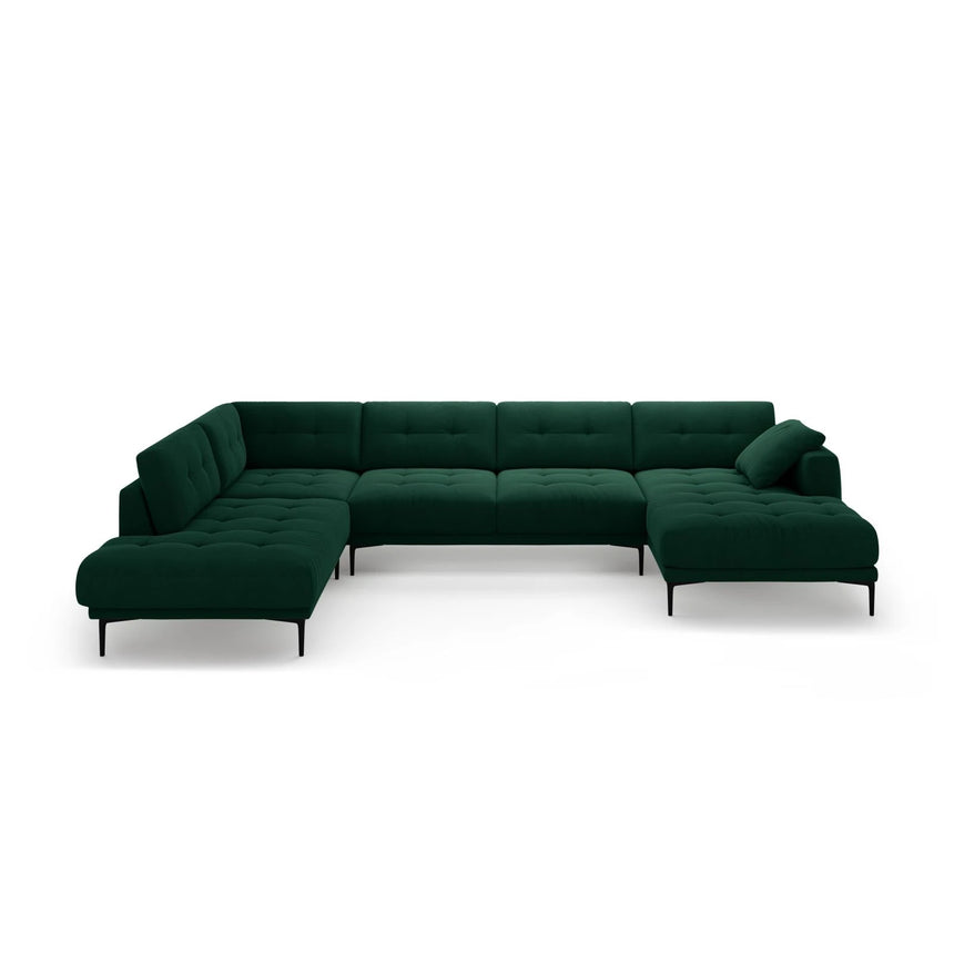 Bemy Panorama-Ecksofa Links aus Samt (Salvador 7) in Flaschengrün, 373x240 cm – Bild 1