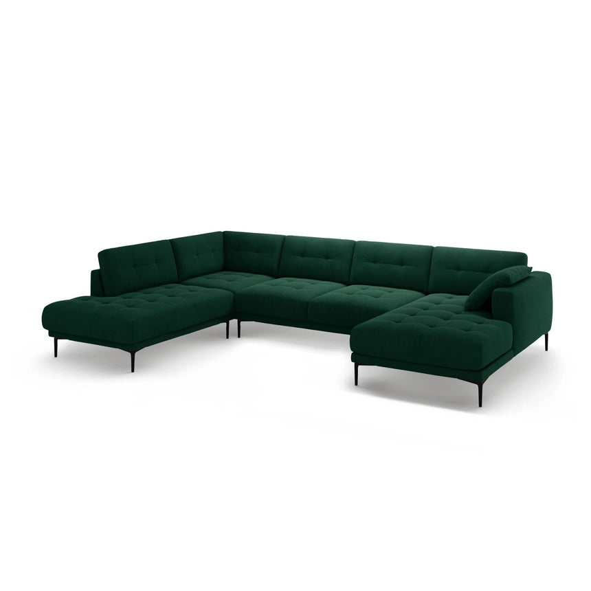 Bemy Panorama-Ecksofa Links aus Samt (Salvador 7) in Flaschengrün, 373x240 cm – Bild 2