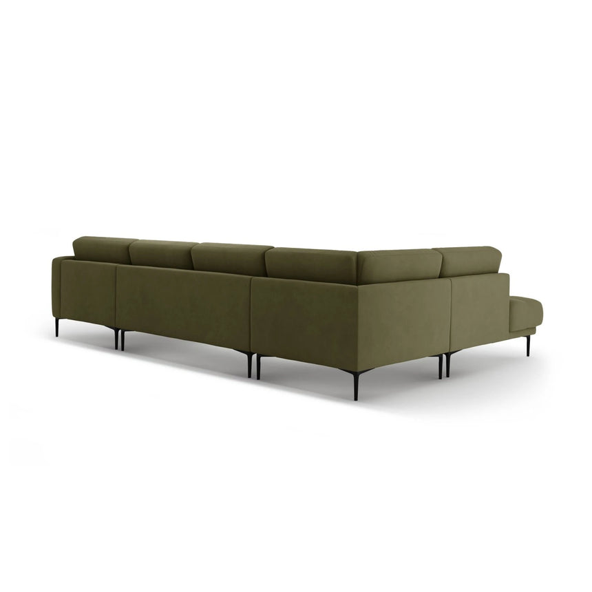 Bemy Panorama-Ecksofa Links aus Samt (Salvador 8) in Grün, 373x240 cm – Bild 3