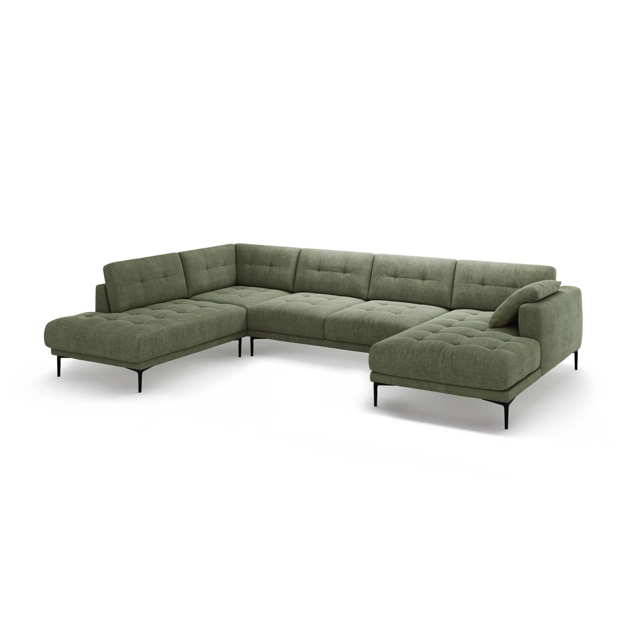 Bemy Panorama-Ecksofa Links aus Strukturierter Stoff (Sorella 34) in Dunkles olivgrün, 373x240 cm – Bild 2
