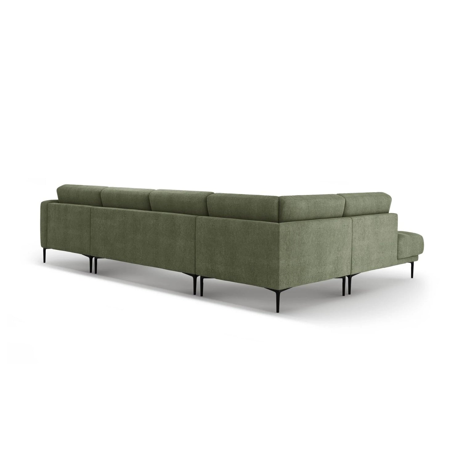 Bemy Panorama-Ecksofa Links aus Strukturierter Stoff (Sorella 34) in Dunkles olivgrün, 373x240 cm – Bild 3