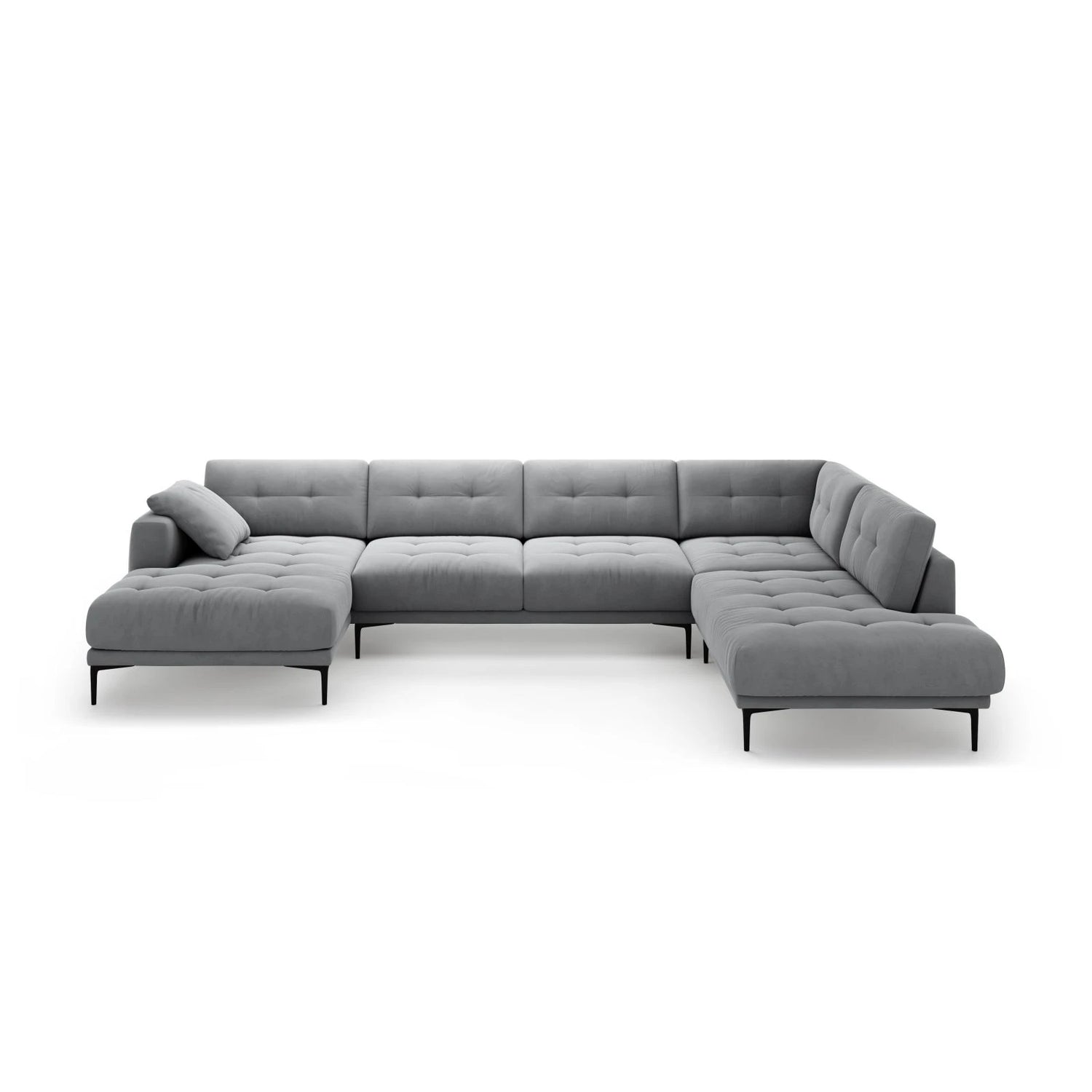Bemy Panorama-Ecksofa Rechts aus Samt (Salvador 17) in Grau, 373x240 cm – Bild 1