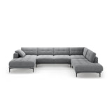 Bemy Panorama-Ecksofa Rechts aus Samt (Salvador 17) in Grau, 373x240 cm – Bild 1
