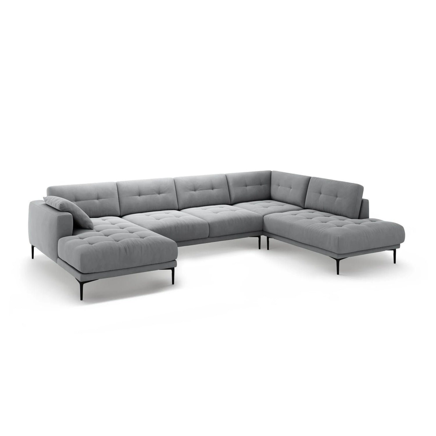 Bemy Panorama-Ecksofa Rechts aus Samt (Salvador 17) in Grau, 373x240 cm – Bild 2
