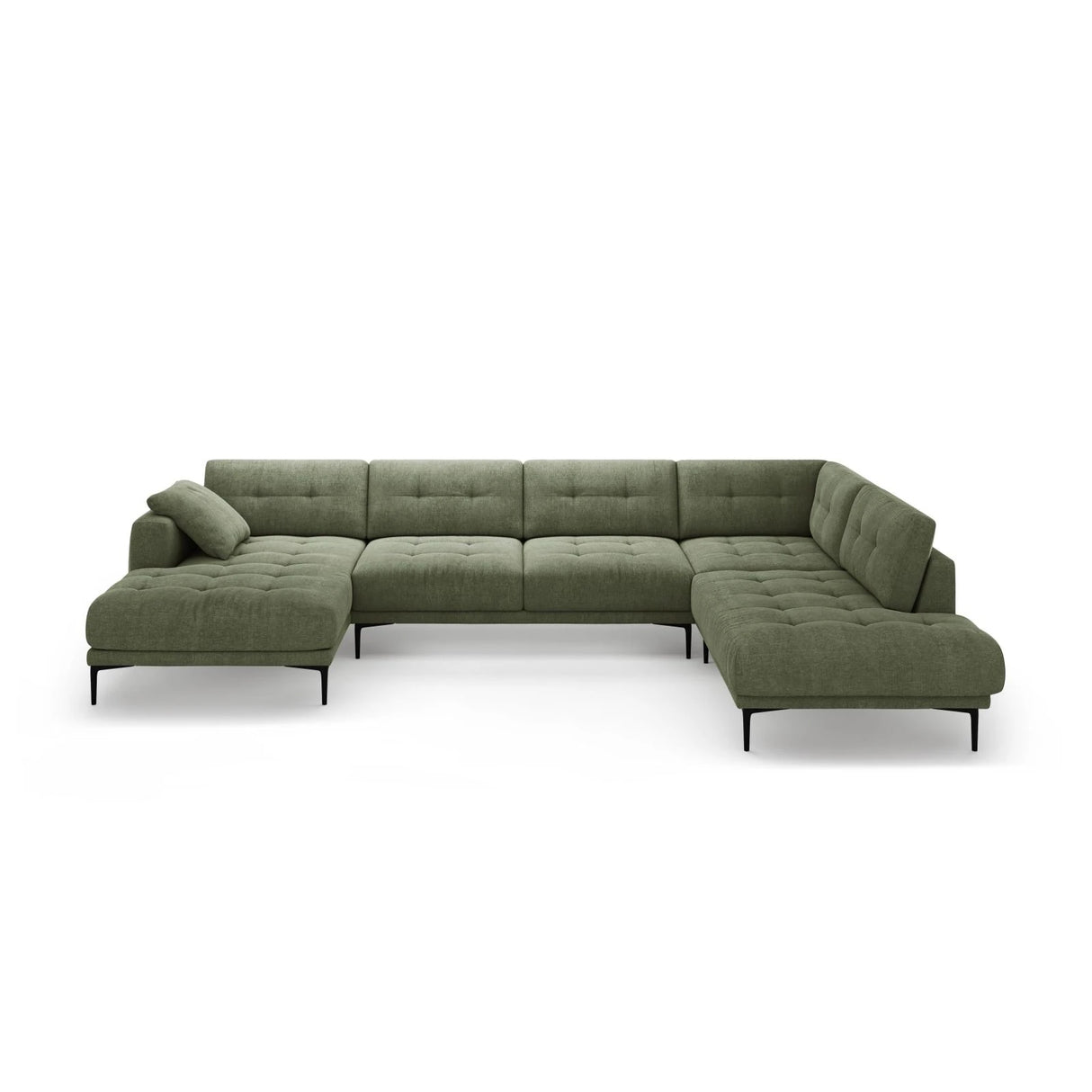 Bemy Panorama-Ecksofa Rechts aus Strukturierter Stoff (Sorella 34) in Dunkles olivgrün, 373x240 cm – Bild 1