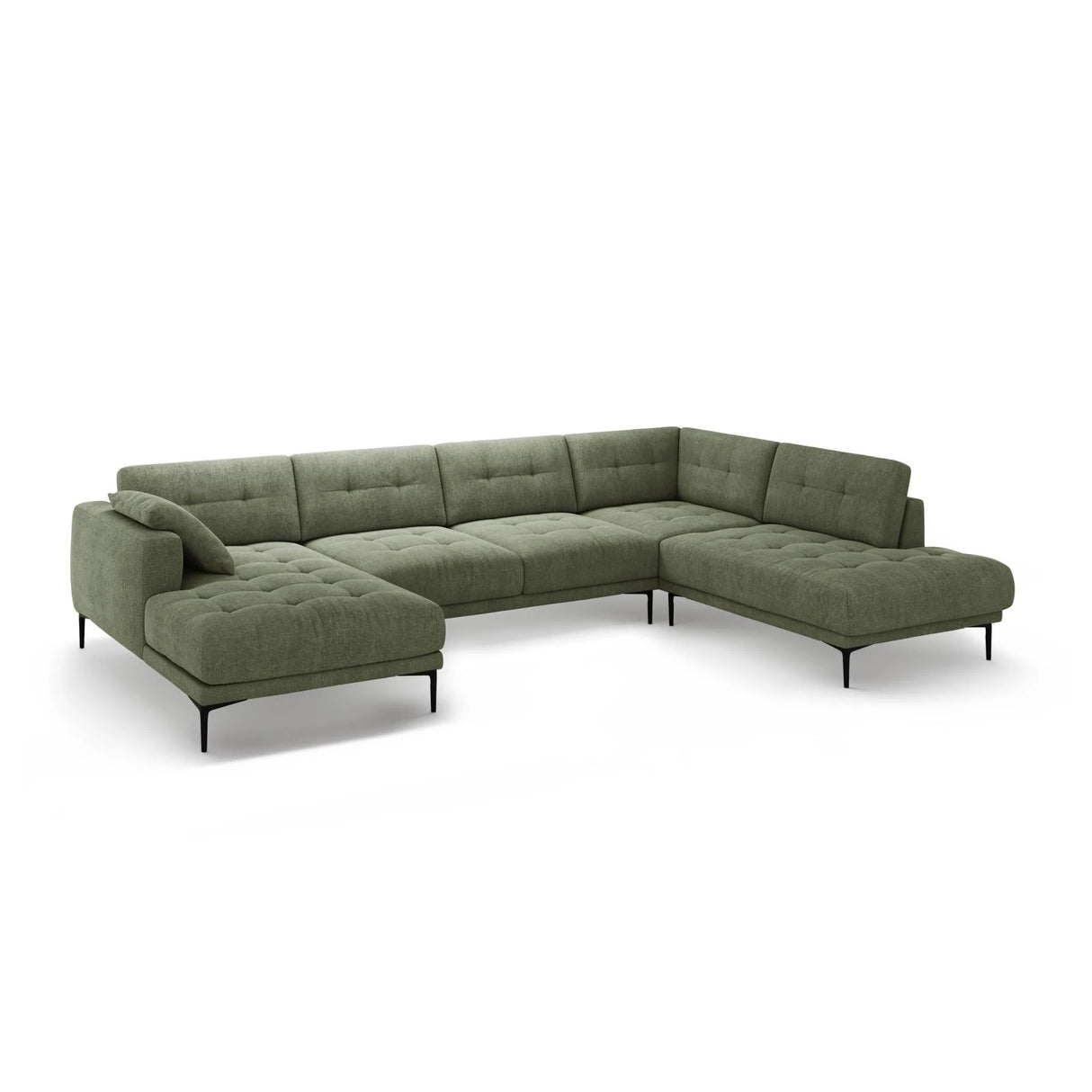 Bemy Panorama-Ecksofa Rechts aus Strukturierter Stoff (Sorella 34) in Dunkles olivgrün, 373x240 cm – Bild 2
