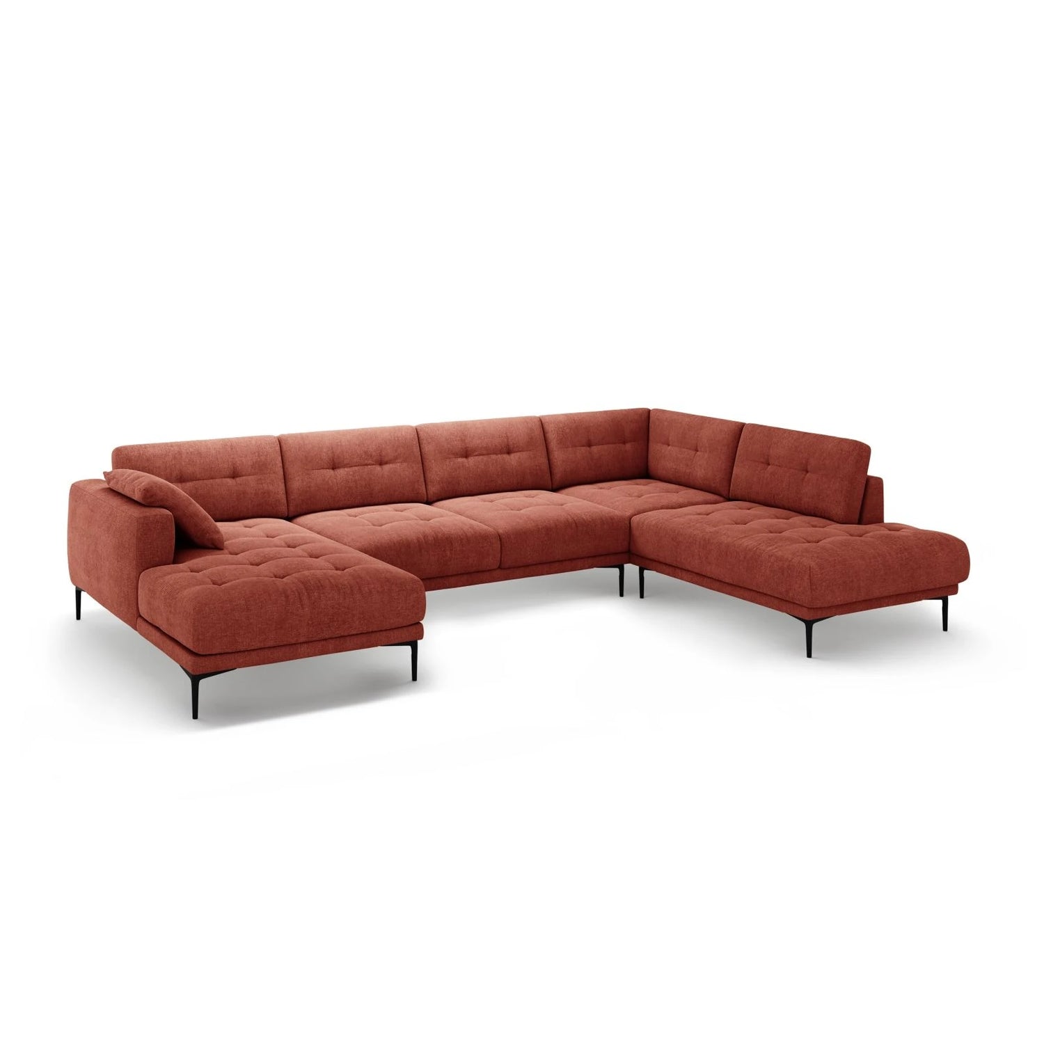 Bemy Panorama-Ecksofa Rechts aus Strukturierter Stoff (Sorella 58) in Koralle, 373x240 cm – Bild 2
