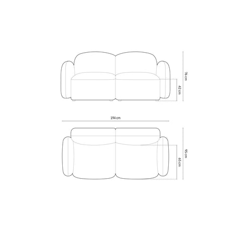 Blair 2-Sitzer Sofa mit Bezug aus Samt oder Chenille, 194x95 cm – Bild 3