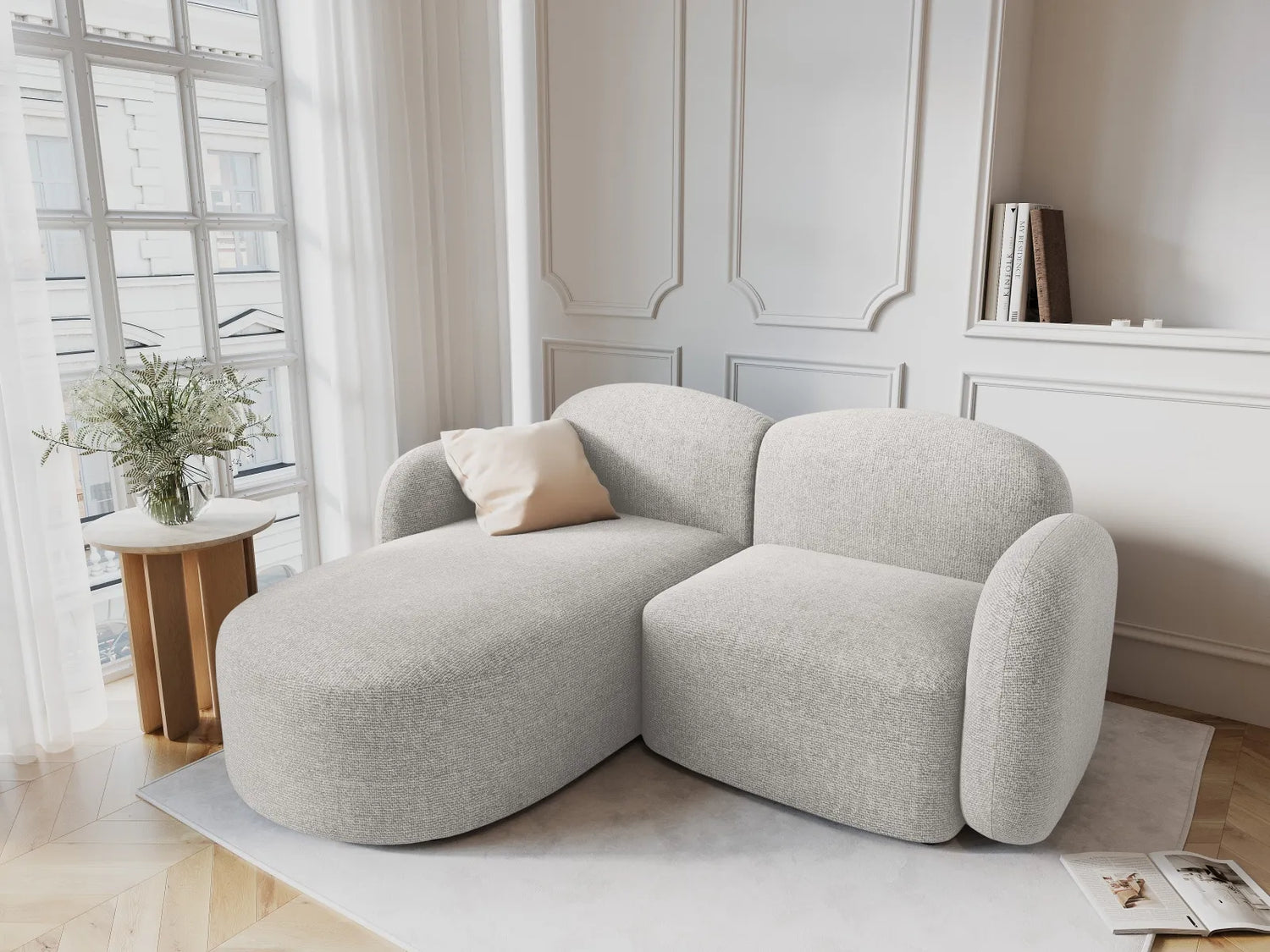 Blair 3-Sitzer Ecksofa Links, mit Bezug aus Chenille (Leg20) in Silver Melange, 194x167 cm – Bild 2