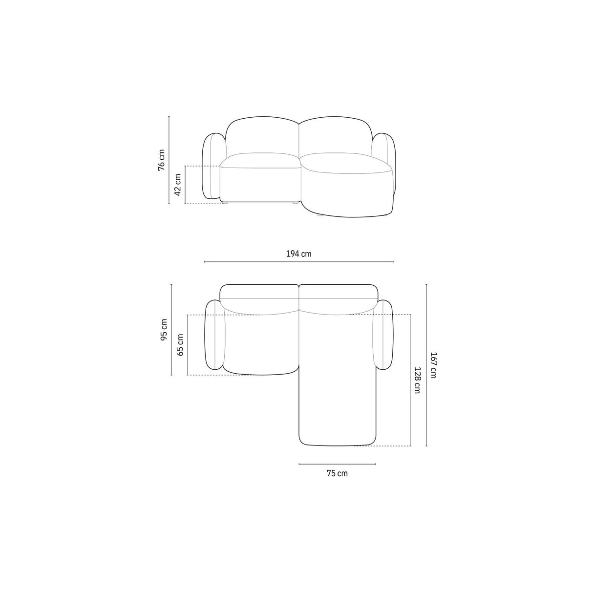 Blair 3-Sitzer Ecksofa Rechts, mit Bezug aus Chenille (Leg18) in Dark Grey Melange, 194x167 cm – Bild 3