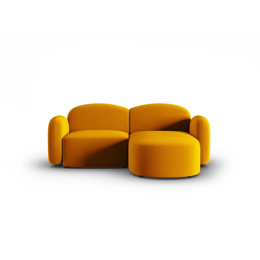 Blair 3-Sitzer Ecksofa Rechts, mit Bezug aus Samt (CasMos) in Gelb, 194x167 cm – Bild 1