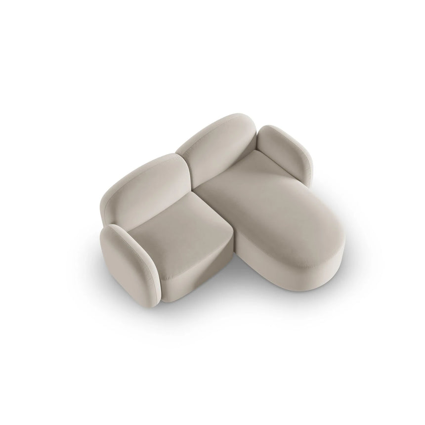 Blair 3-Sitzer Ecksofa Rechts, mit Bezug aus Samt (CasSan) in Ecru, 194x167 cm – Bild 4
