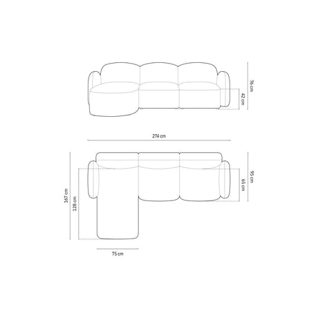 Blair 4-Sitzer Ecksofa Links, mit Bezug aus Chenille (Leg13) in Blue Melange, 274x167 cm – Bild 3