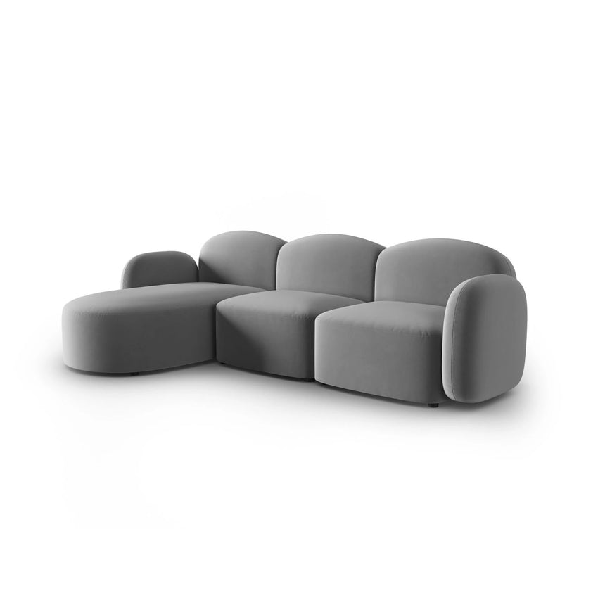 Blair 4-Sitzer Ecksofa Links, mit Bezug aus Samt (CasAsh) in Hellgrau, 274x167 cm – Bild 2