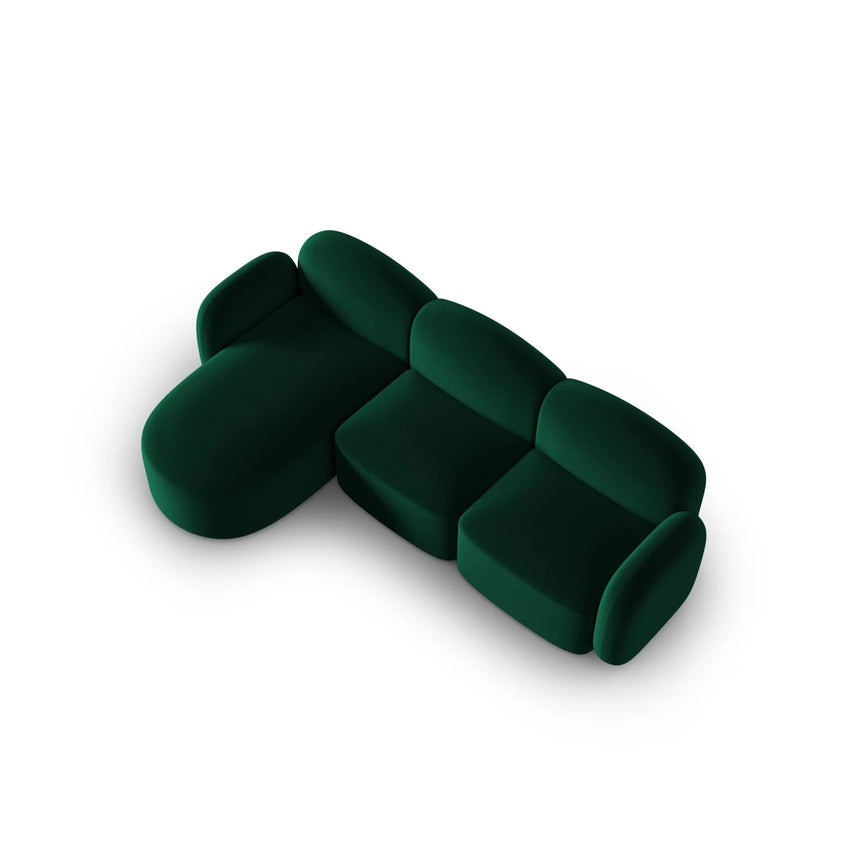 Blair 4-Sitzer Ecksofa Links, mit Bezug aus Samt (CasDeGr) in Flaschengrün, 274x167 cm – Bild 4