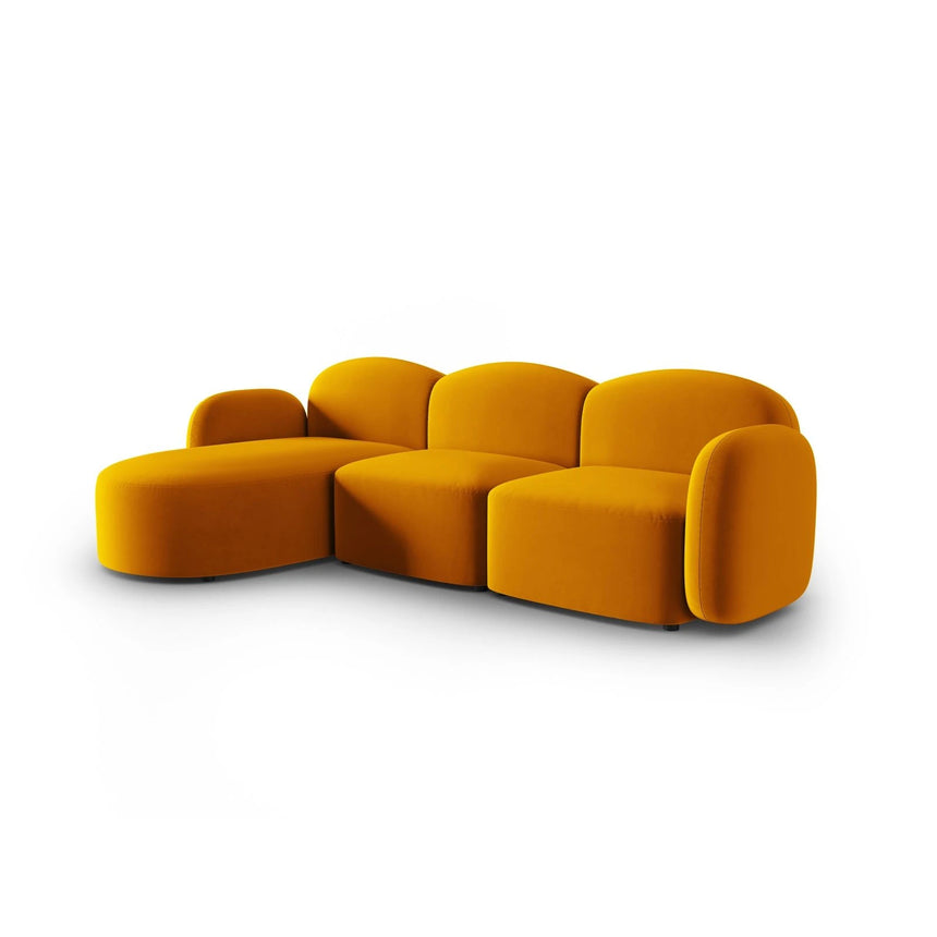 Blair 4-Sitzer Ecksofa Links, mit Bezug aus Samt (CasMos) in Gelb, 274x167 cm – Bild 2