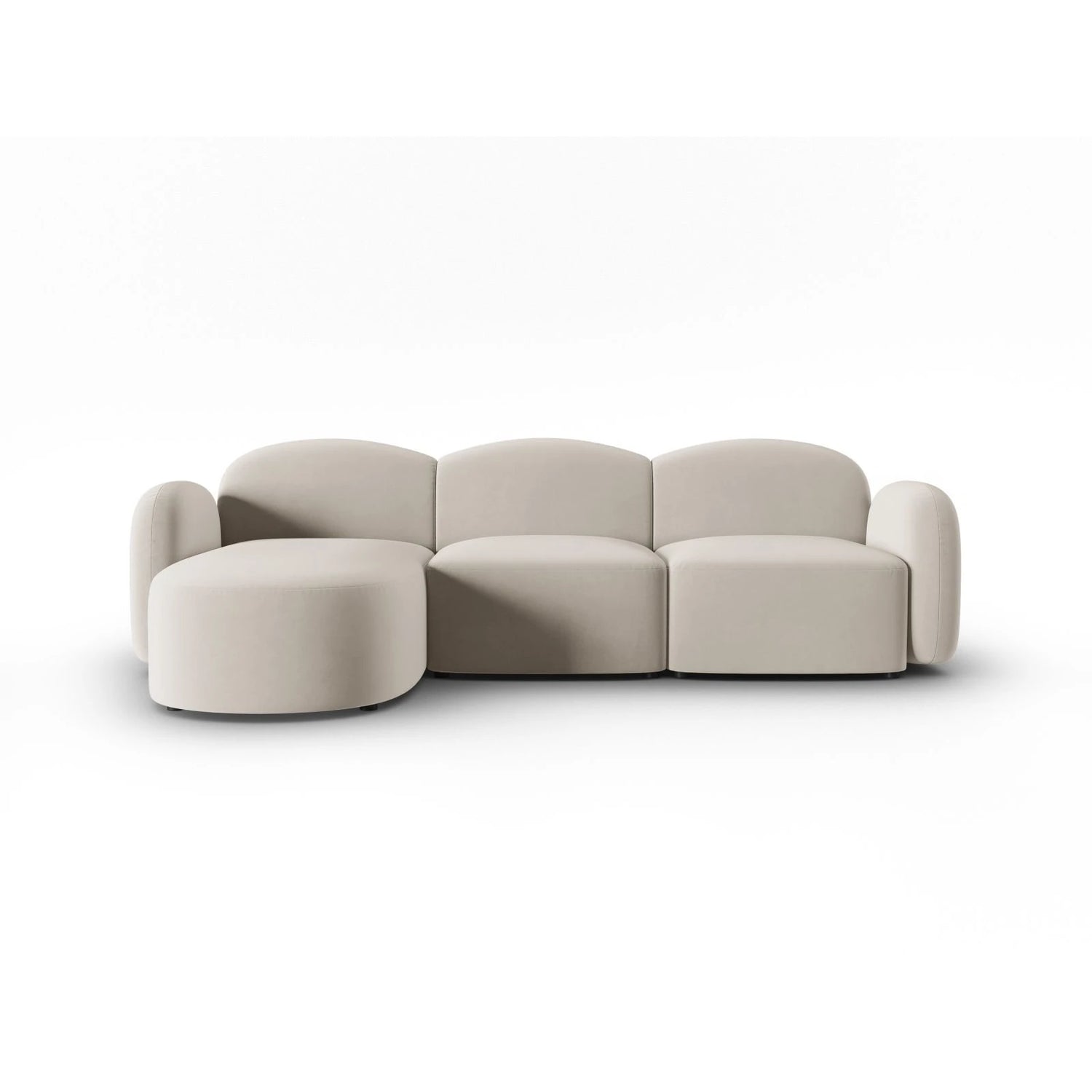 Blair 4-Sitzer Ecksofa Links, mit Bezug aus Samt (CasSan) in Ecru, 274x167 cm – Bild 1