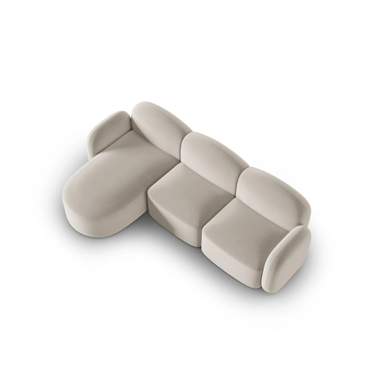 Blair 4-Sitzer Ecksofa Links, mit Bezug aus Samt (CasSan) in Ecru, 274x167 cm – Bild 4