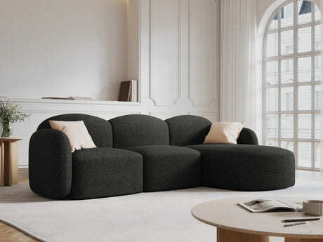Blair 4-Sitzer Ecksofa Rechts, mit Bezug aus Chenille (Leg19) in Black Melange, 274x167 cm – Bild 2