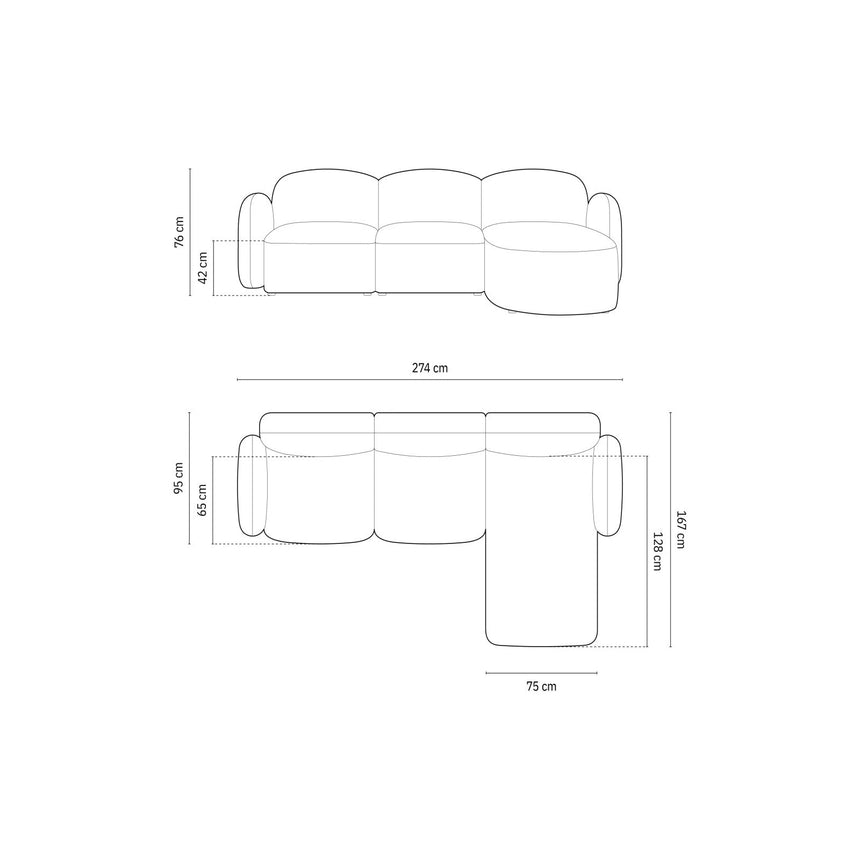 Blair 4-Sitzer Ecksofa Rechts, mit Bezug aus Chenille (Leg19) in Black Melange, 274x167 cm – Bild 3