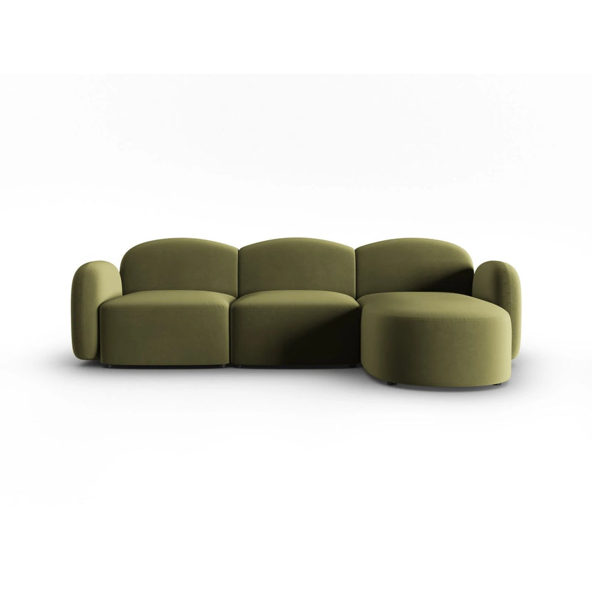 Blair 4-Sitzer Ecksofa Rechts, mit Bezug aus Samt (CasFor) in Light Green, 274x167 cm – Bild 1