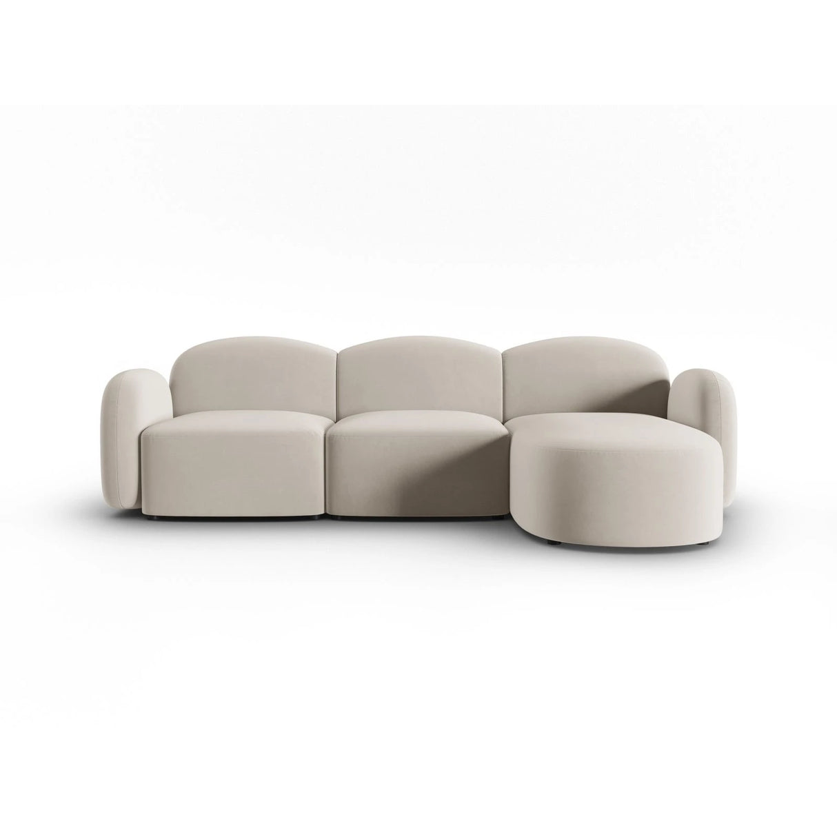 Blair 4-Sitzer Ecksofa Rechts, mit Bezug aus Samt (CasSan) in Ecru, 274x167 cm – Bild 1