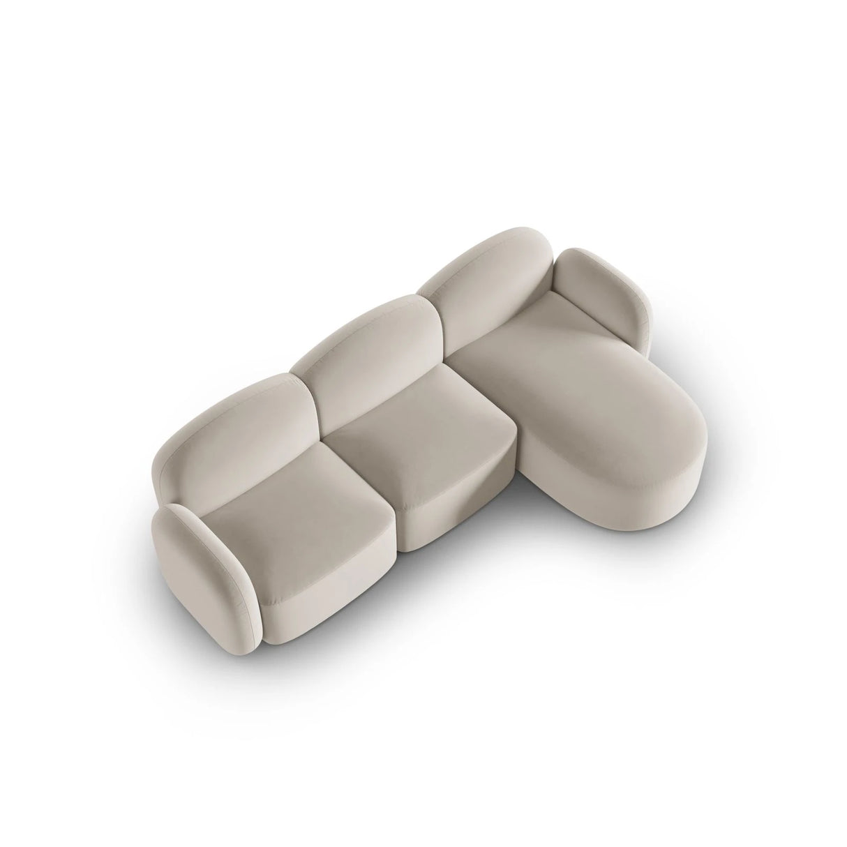 Blair 4-Sitzer Ecksofa Rechts, mit Bezug aus Samt (CasSan) in Ecru, 274x167 cm – Bild 4