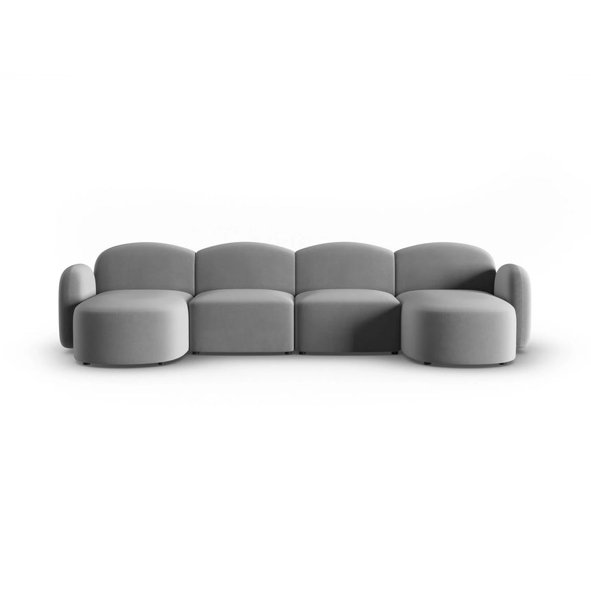Blair 6-Sitzer Panorama-Sofa mit Bezug aus Samt (CasAsh) in Hellgrau, 354x167 cm – Bild 1