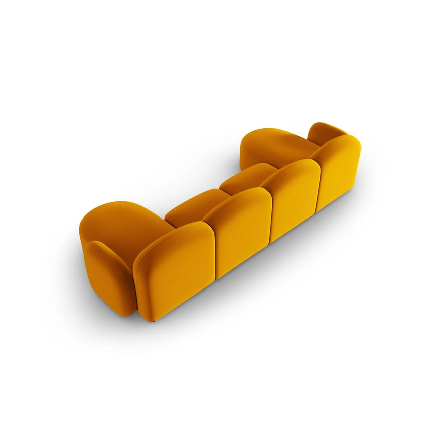 Blair 6-Sitzer Panorama-Sofa mit Bezug aus Samt (CasMos) in Gelb, 354x167 cm – Bild 3
