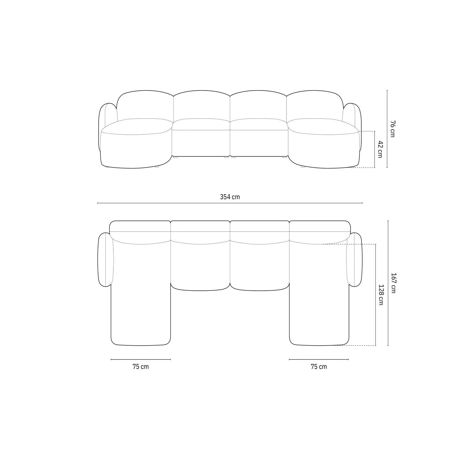 Blair 6-Sitzer Panorama-Sofa mit Bezug aus Samt oder Chenille, 354x167 cm – Bild 3
