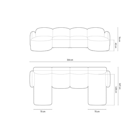 Blair 6-Sitzer Panorama-Sofa mit Bezug aus Samt oder Chenille, 354x167 cm – Bild 3