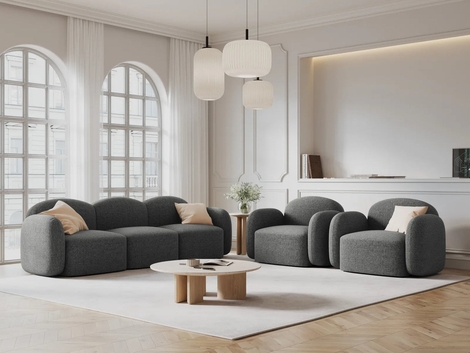 Blair Sessel mit Bezug aus Chenille (Leg18) in Dark Grey Melange, 119x95 cm – Bild 2