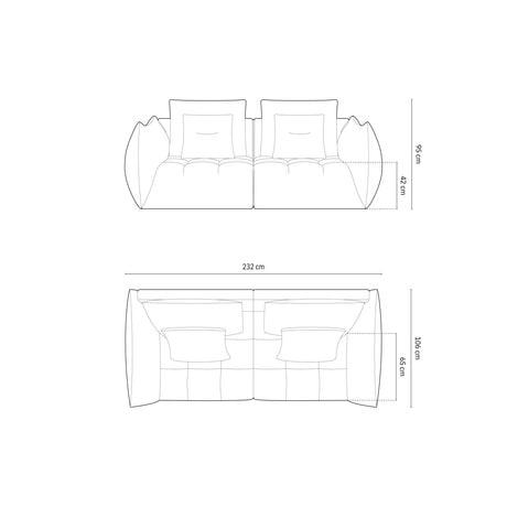 Bloom modulares 3-Sitzer Sofa mit Bezug aus Samt (Casino Mostaza) in Gelb, 232x106 cm – Bild 2