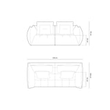 Bloom modulares 3-Sitzer Sofa mit Bezug aus Samt (Casino Stone) in Grau, 232x106 cm – Bild 2