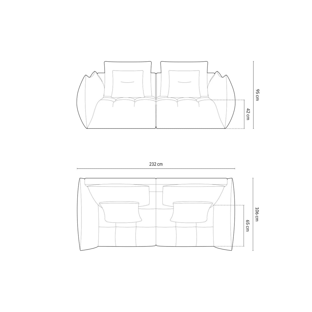 Bloom modulares 3-Sitzer Sofa mit Bezug aus Strukturierter Stoff (City 56) in Red, 232x106 cm – Bild 2