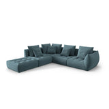 Bloom modulares 4-Sitzer Ecksofa Links, mit Bezug aus Samt (Casino Dark Blue) in Pastel Blue, 316x310 cm – Bild 3
