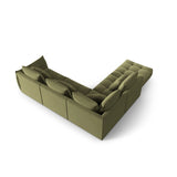 Bloom modulares 4-Sitzer Ecksofa Links, mit Bezug aus Samt (Casino Forest) in Hellgrün, 316x310 cm – Bild 4