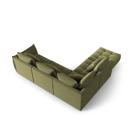Bloom modulares 4-Sitzer Ecksofa Links, mit Bezug aus Samt (Casino Forest) in Hellgrün, 316x310 cm – Bild 4